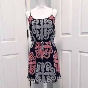 Banana Republic Milly Collection Navy & Pink Ikat Print Dress Size 4